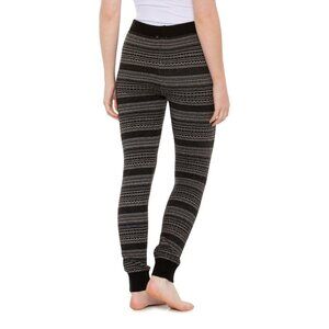 Aspen Allover Fair Isle Print Leggings Black White Pull On Size Small Soft Knit